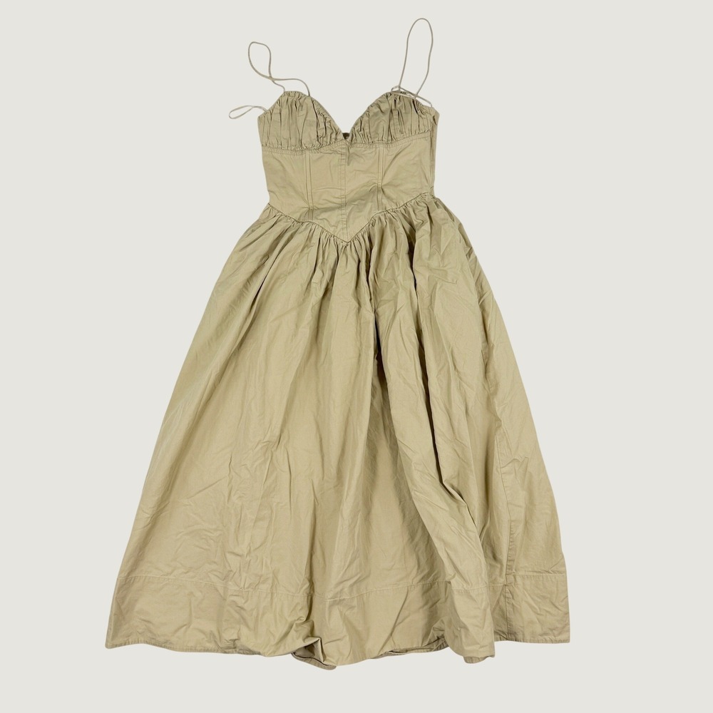 Ronny Kobo Collection Olive Green Midi Dress with Spaghetti Straps